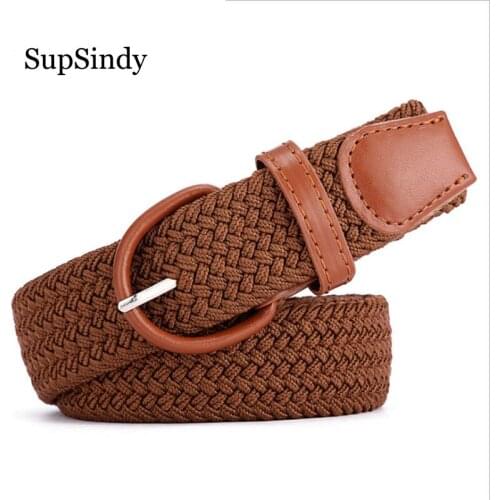 SupSindy New fashion Men Womens Canvas belt Metal Pin Buckle Woven Stretch luxury belts for men jeans famous brand elastic belt