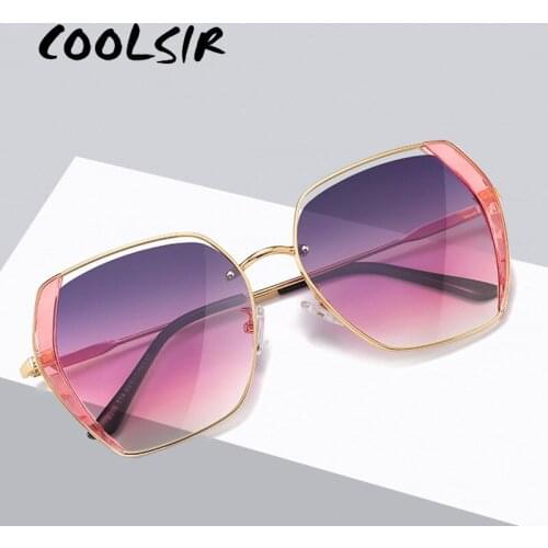 COOLSIR Polarized Sunglasses Women Retro Brand Design Glasses Driving Trendy Classic Vintage Sunglasses Gradient Pink Shield