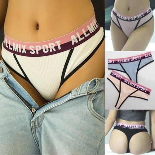 Stretch Sports Panties Sexy Womens Underwear Low Waist G-String Thongs Fashion Letter Print Shorts Female Erotic Lingerie Porno