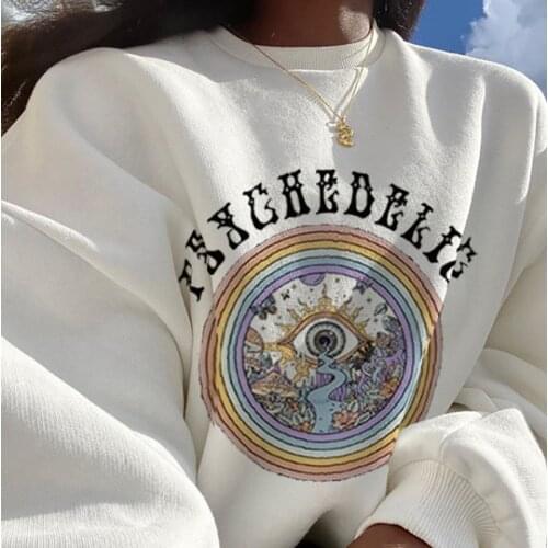 Eye Graphic Printed Gothic Sweatshirts Harajuku Oversize Long Sleeve Crewneck Boyfriend Pullovers Women Teens Streetwear Clothes