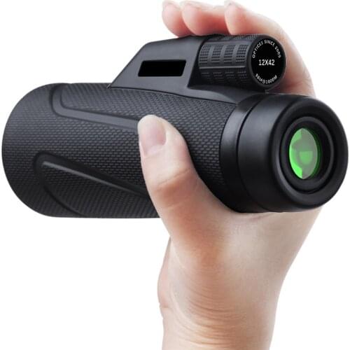 10-12*42 Telescope Outdoor Monocular Long Range Zoom Pocket Spotting Telescope Eyeglass For Hunting Camping Tourism Telescopio