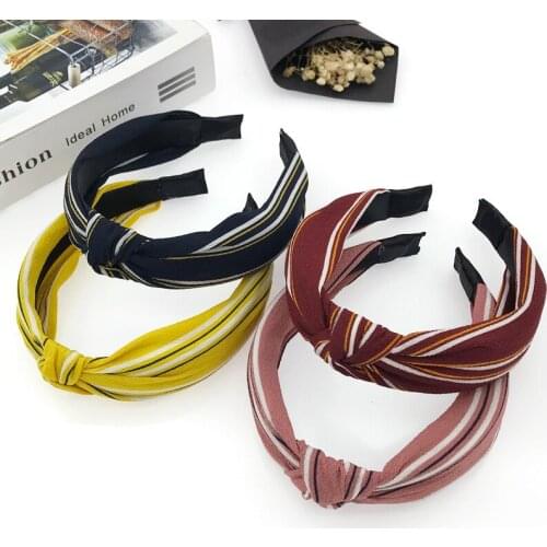 YVLAH 1Set Headdress Solid Color Women Hairband Cloth Wide -side Knotted Handmade