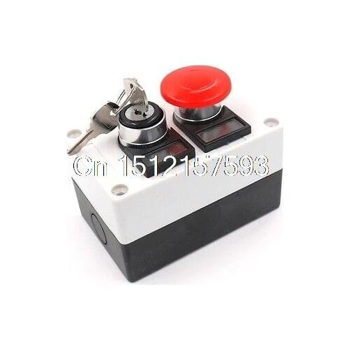 Key Lock on/off Switch Red Mushroom Push Button Station