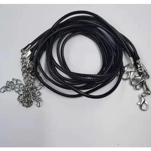 10PCS 2mm Thickness Black Leather Cord Adjustable Braided Rope For DIY Necklace Jewelry Making Finding