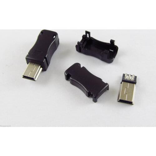 10pcs Mini USB 5 Pin Male Plug Socket Connector with Plastic Cover for DIY