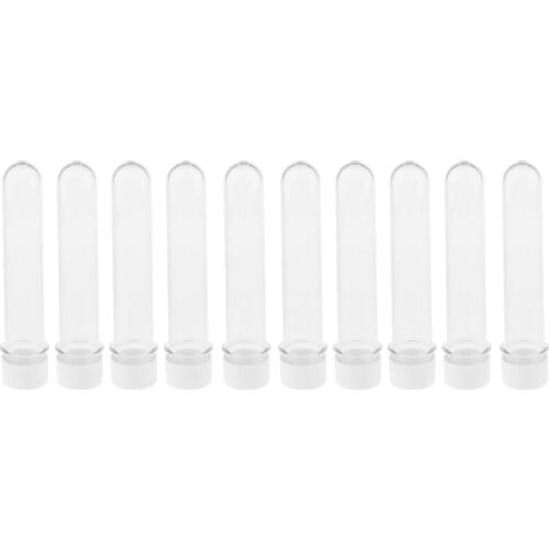 10Pcs Plastic Clear Sample Container Bottles Test Tubes with Caps for Party