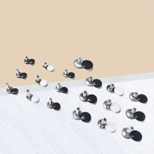 100 Set / Lot Foot Length 6mm Black White Double Sided Rivets Bag Luggage Accessories Shoes Decoration DIY For Leather Craft