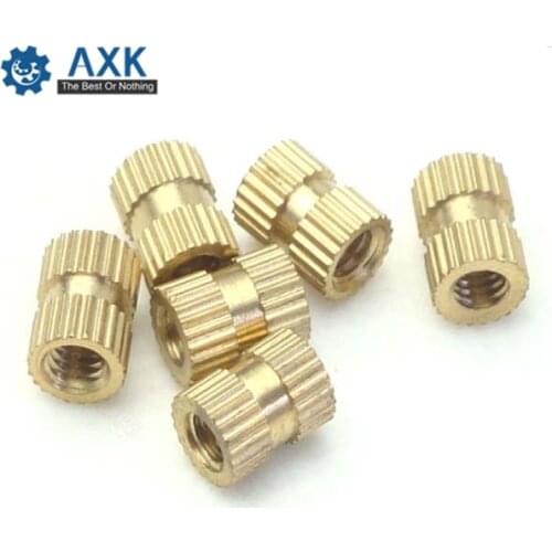 1000pcs/Lot M2*3/4/5/6/8 OD=3.2mm Through Thread Brass Insert Nut / Copper Knurled Nuts For Injection Moulding