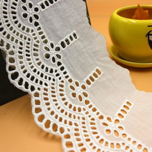 12.5cm Wide Off White Orange 100% Cotton Embroidered Lace Fabrics Womens Dress Skrit Diy Lace Ribbon VQX144655