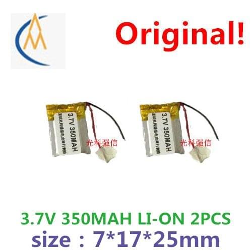 2PCS New sufficient capacity polymer li-ion battery 3.7 V 701725 350 mah MP3 stereo headset bluetooth keyboard solar energy LED
