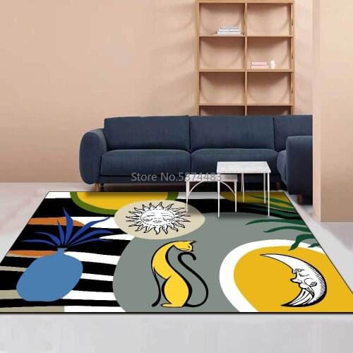 200*300cm Fashion Personality Trend Sun Moon Cat Yellow Black Blue Living Room Bedroom Bedside Mat Customization