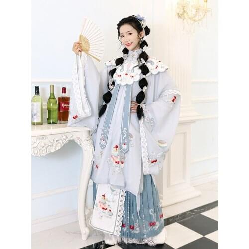 2021 chinese oriental elegant hanfu vintage dress party wear lace embroidery design fairy folk dance costume ming dynasty outfit