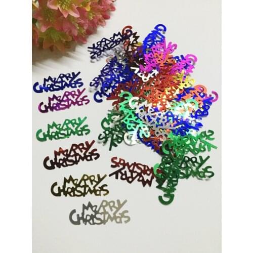 280pcs/lot 42mm Merry Christmas Letter Sequins PVC Flat Paillette Crafts For Sewing DIY Accessory Kids DIY