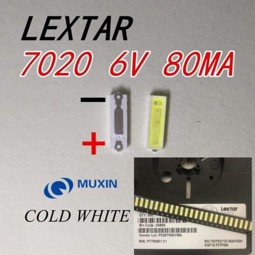 50PCS Lextar LED Backlight 1W 7020 6V Cool white 80LM LCD Backlight for TV TV Application