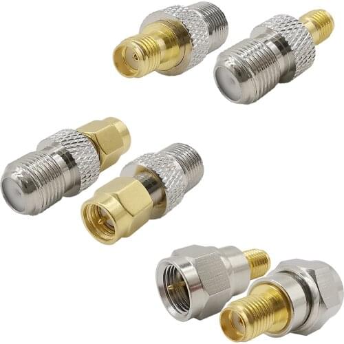 6Pcs F-Type to SMA Male Female Connector Adapter F-Type Male/Female to SMA Male/Female RF Coaxial Coax Adapter Kit