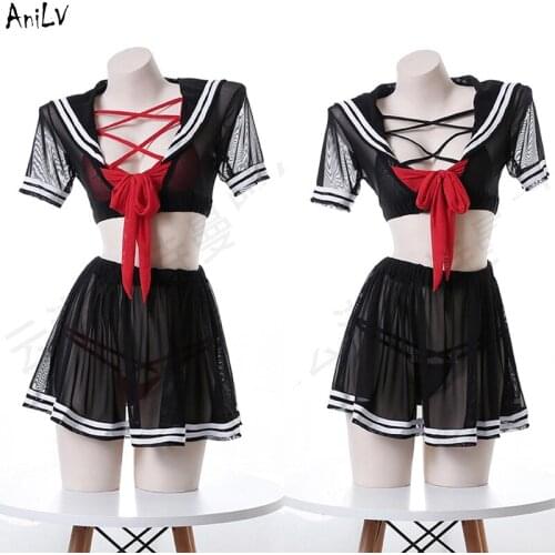 AniLV Japanese Anime Student Sailor Bikini Swimsuit Set Costume Summer Swimwear Uniform Temptation Lingerie Underwear Cosplay