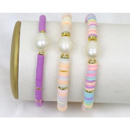 10 Pieces Handmade Polymer Clay Bracelet Pearls Bracelet jewelry Bracelet Handmade chain women Bracelet Jewelry GIft 9992