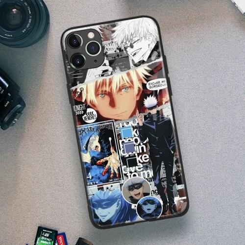 Satoru Gojo Jujutsu Kaisen Anime Soft TPU Glass Phone Case for IPhone SE 6s 7 8 Plus X Xr Xs 11 12 Mini Pro Max Samsung Redmi