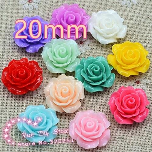Resin camellia flower 20mm 20pcs/lot mix color flat back cabochon for decoration