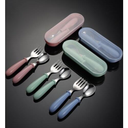 Baby Gadgets Tableware Set Children Utensil Stainless Steel Toddler Dinnerware Cutlery Cartoon Infant Food Feeding Spoon Fork