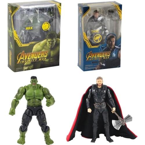 Infinity War Avengers Action Figure Hulk Thor with Hammer Axe Model Toys Birthday Gifts