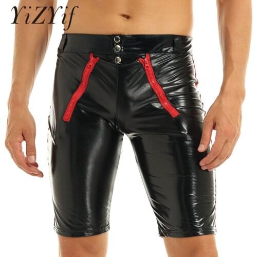 Exotic mens underwear Clubwear Men sexy lingerie Patent Leather Wetlook Boxer Shorts Underpants crotchless sexy panties erotic