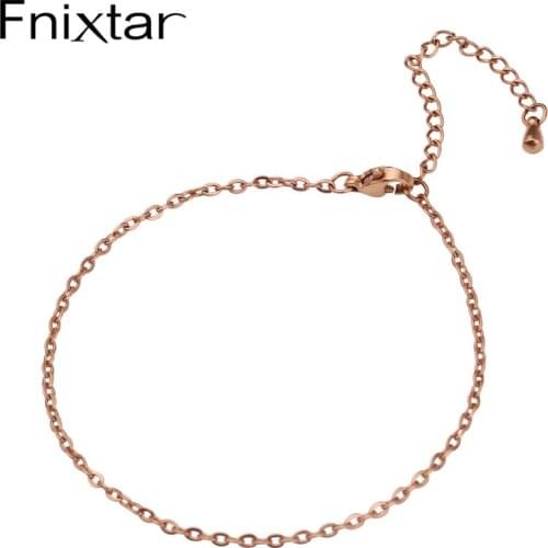 Fnixtar 2mm 15+6cm Stainless Steel Bracelets With Water Drop Extender Mirror Polish Bracelets For DIY Making Bracelet Jewelry
