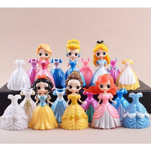 Disney Princess toys dolls Cinderella Ariel Alice Magic Snow White clip Dress chothes change Figures Dolls Kids Toys for kids