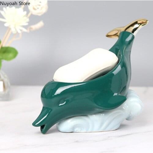 Creative Nordic Ceramic Leaf Soap Box Drain Household Non-perforated Cute Soap Box Toilet Laundry Soap Tray Bathroom Decoration