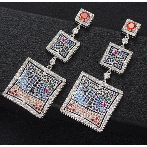 LARRAURI Trendy Brand Luxury Full CZ Round Noble Dangle Earrings for Women Wedding Daily Party Occasion Earring Jewelry