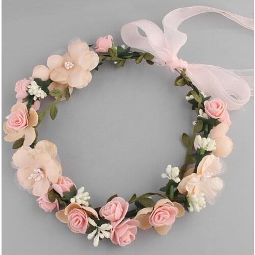 Fashionable Bridal Headdress Fabric Wreath Headdress Lace Floral Hairband Hairband Tricolor Optional Beach Hairband Hairband