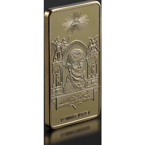 Freemasonry Masonic Bullion Gold Bar All-seeing Eye Coin with Pyramid Gold Plated Coin Souvenir Gift