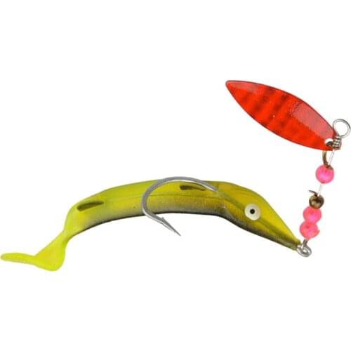 1 Piece 3D eyes Soft Fishing Lure T Tail Fishing Bait Sequin Spinnerbait Crankbait Replacement Tackles for Fishing Lovers