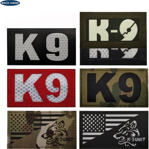 AMERICAN FLAG K9 UNIT Velcros Patches BLUE LINE k-9 Training Service DOG USA Glow In Dark badge Military patches