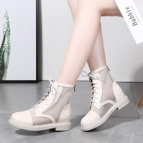 2021 Summer New Fashion Mesh Short Boots Breathable All-Match Casual Sandals Flat Mesh Hollow Boots Summer Thin Breathable Shoes