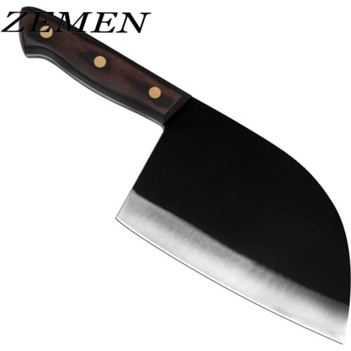 Butcher Knife 7 Inch 3Cr13 Stainless Steel Kitchen Knife Deep Brown Color Wooden Handle Handle Chefs Knife for Cutting Meat