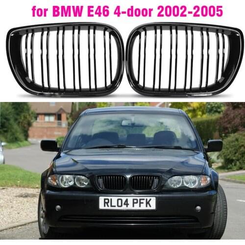 Car Front Bumper Kidney Hood Grille Racing Grill Bright Black For BMW E46 4-Door Touring Saloon 2002 2003 2004 2005