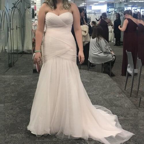 Strapless Crisscorss Ruched Tulle Plus Size Mermaid Wedding Dress Customized Made Sexy Bridal Dress 26W