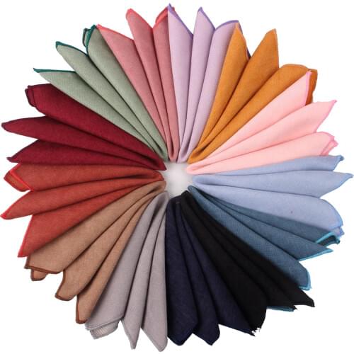 Solid Cotton Pocket Square For Men Suits Hanky Mens Handkerchiefs Casual Suit Square Handkerchief Towels For Party Scarves