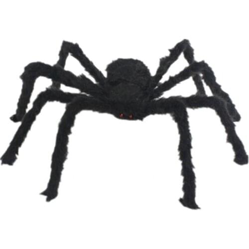 Halloween Multi-size Vivid Red Eyes Black Plush Spider Ornaments Easy-operating Spider Prop Christmas Decor DIY Decorations