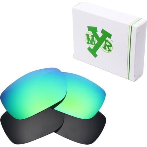 2 Pairs Mryok POLARIZED Replacement Lenses for-Oakley Two Face Sunglasses Stealth Black & Emerald Green