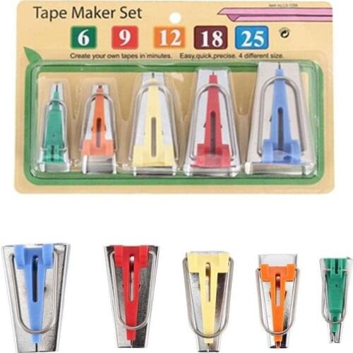 Sewing Accessories Bias Tape Makers - 5 size 6mm 9mm 12mm 18mm 25mm bias binding Tool Sewing Quilting 5BB5589