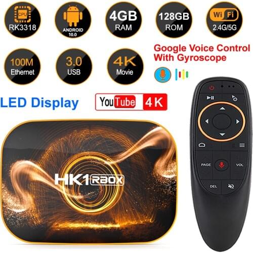 HK1 RBOX R1 Android 10 Smart TV BOX Rockchip RK3318 4GB 128GB 2.4G&5G Dual WIFI BT4.0 4K H.265 HDR Youtube Set Top Box