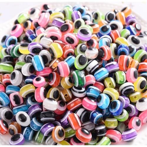 6x8mm 8x10mm Mixed Color Resin Beads Eye Long Round Beads for Handmade Jewelry Making Diy Bracelet Necklace Accessories