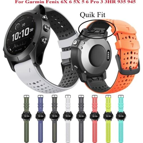 26 22mm Quick Release Watch Band Straps For Garmin Fenix 6 6X 5X 5 3 3HR S60 MK1 Forerunner 935 945 Easyfit Silicone Wirstband