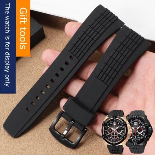 Substitute Seiko VELATURA Series Rubber Silicone Watchband 26mm Black With Pin buckle Strap Mens Bracelet