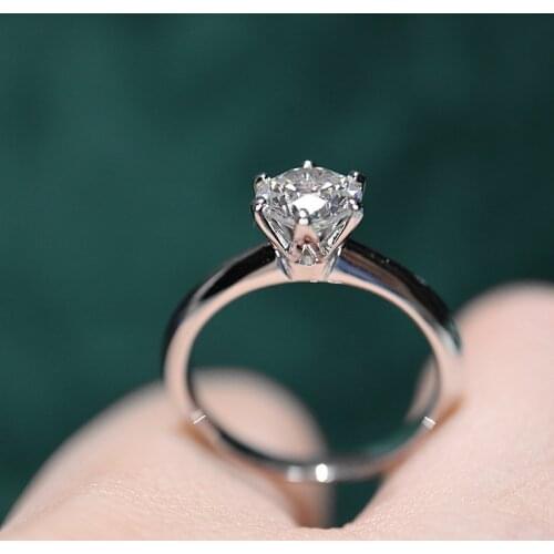 With Certificate 925 Silver 18K White Gold Filled 1 Carat Zirconia Diamond Wedding Ring (If Fake, Refund 10 Times The Price.)