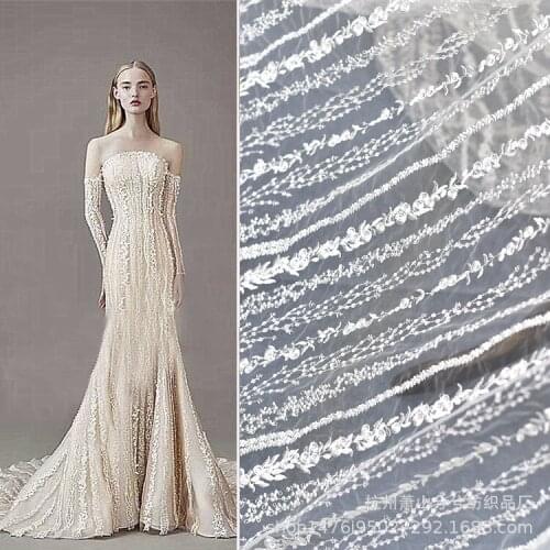 Striped fairy dress wedding dress holiday childrens cloth DIY accessories Vertical sequin lace fabric