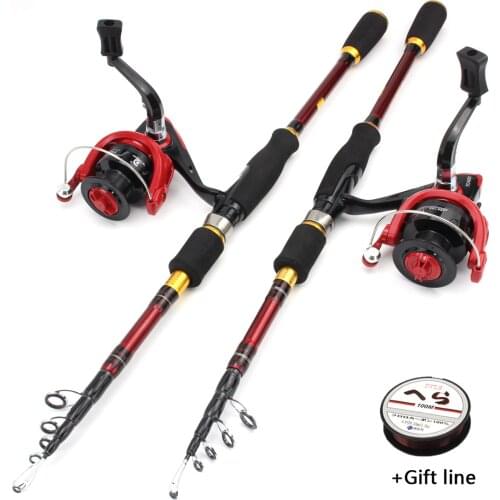 NEW 2.1m2.4m2.7m Rod Reel Combos Spinning Fishing Rod and reel Travel lure Pole Carbon Telescopic Fishing Rod set trout fishing