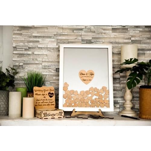 Customized wooden frame Wedding Guest Book Alternative Guest Book Signs - Guestbook Drop Box guestbooks birthday decorations